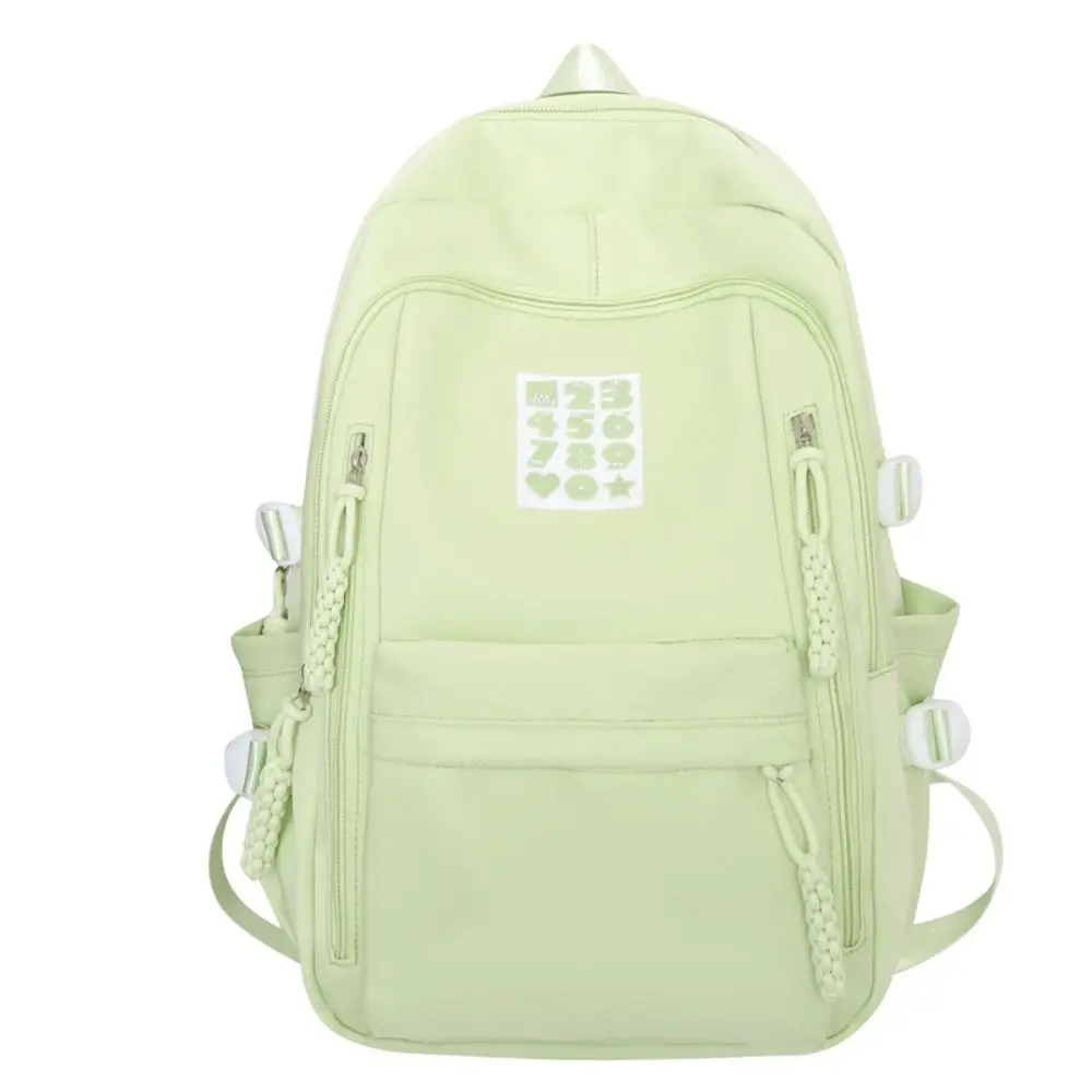 Cute Students Backpack Number Plain Bookbag Solid Color Large Capacity Rucksack Unisex