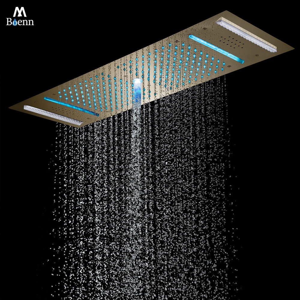 

M Boenn Multifunction Large Black Shower Head For Bathroom Ceiling Gold Modern Shower Panel Massage Stainless Steel Accessories