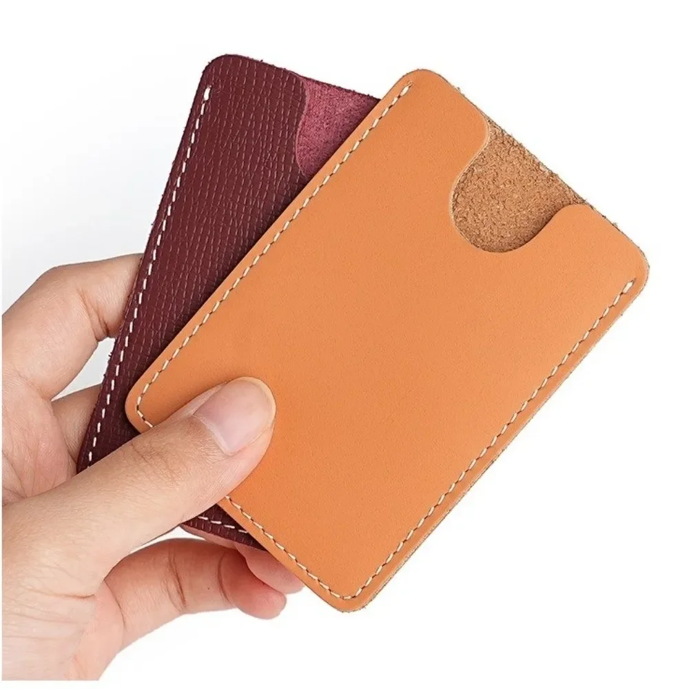 Durable Cowhide Leather Card Holder Slim Mini ID Card Holder Portable Ultra-Thin Card Wallet Card