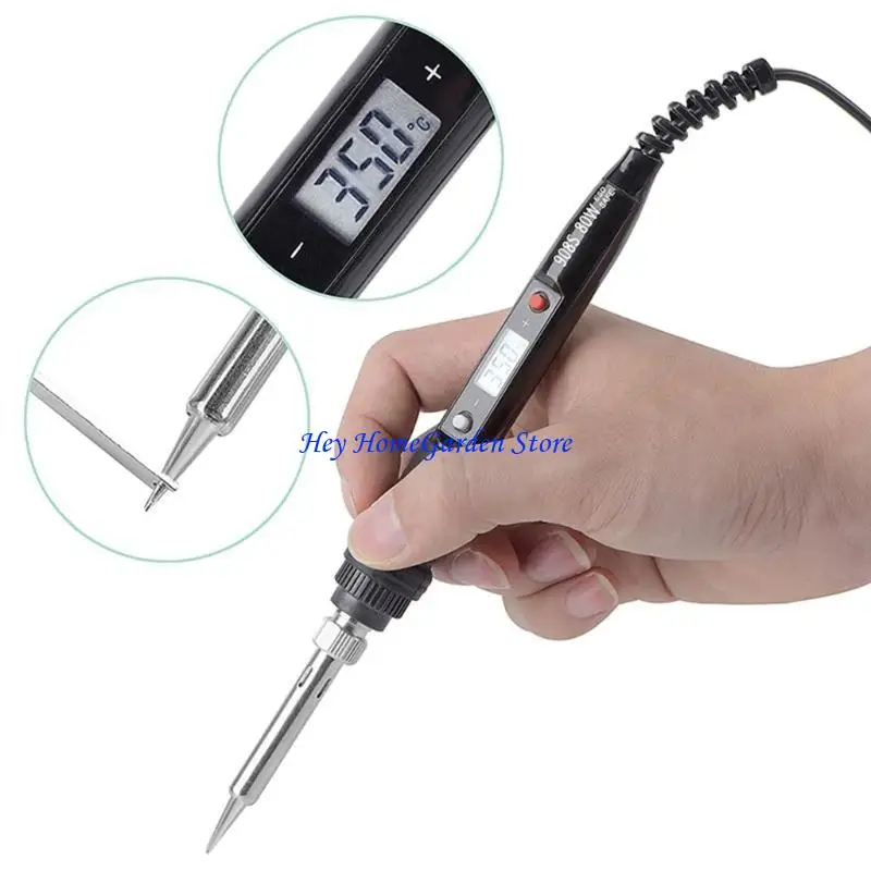 

C63B Electric Soldering Iron 80w Adjustable Temperature LCD Welding Ceramic Heater Soldering Iron Head Welding Repair Tools