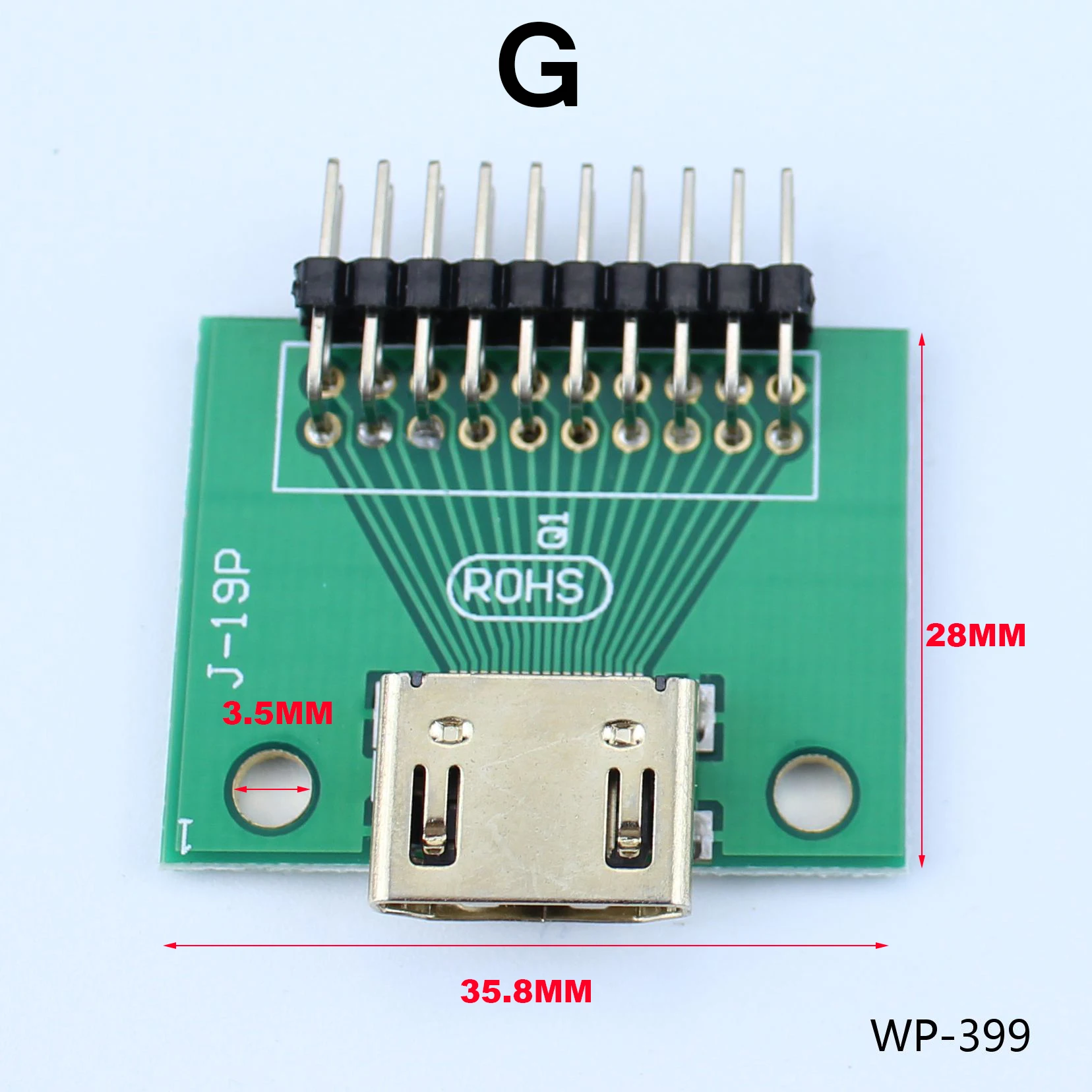 OTOTEC 2er-Set HDMI-A Stecker Auf Buchse Breakout Board 19 Pins 2,54 Mm – Grüne Testplatine