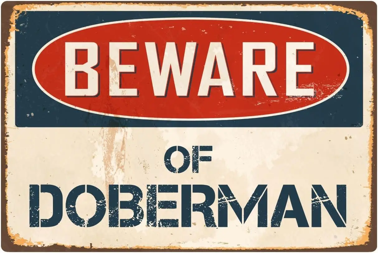 Beware Of Doberman 8” x 12” Vintage Aluminum Retro Metal Sign VS138