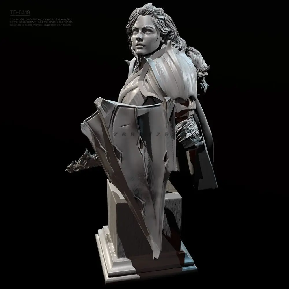 55mm 70mm Bust of A Female Knight Resin Bust Model Kit Unpainted and Unassembled Resin Bust Model Parts view 2