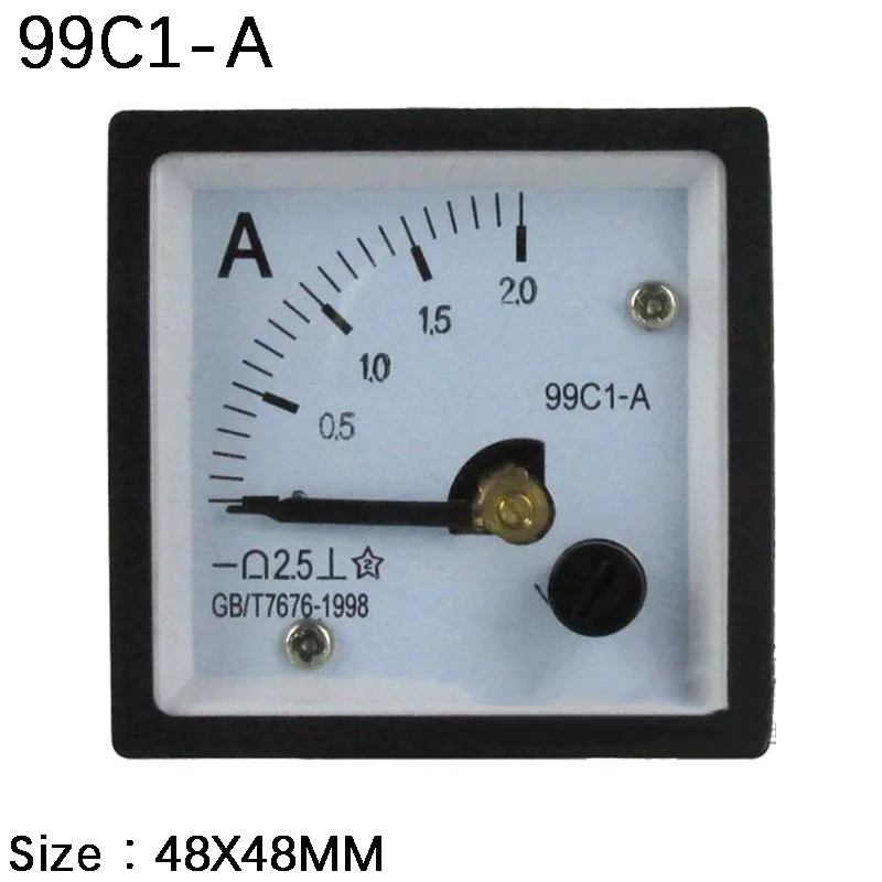 99C1 DC1A2A3A5A10A20A30A50A75A100A Analog Panel ammeter pointer type current meter 48*48mm