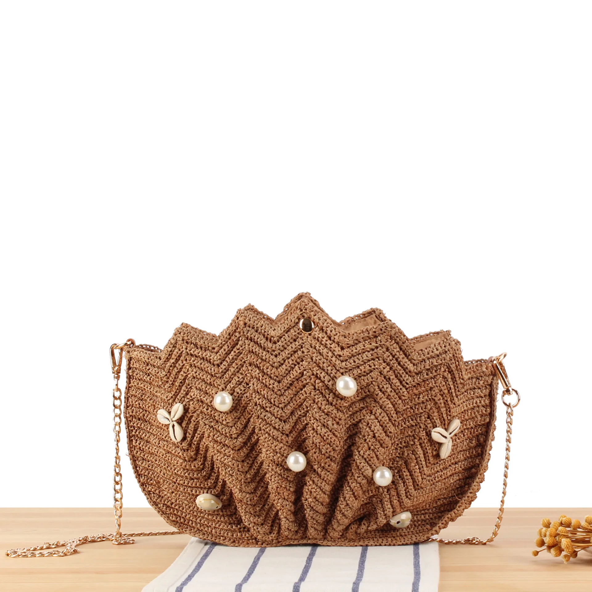 

Богемные соломенные сумки из рафии для женщин, пляжная сумка с жемчугом, летняя дорожная сумка через плечо, тканые сумки ручной работы, НОВИНКА