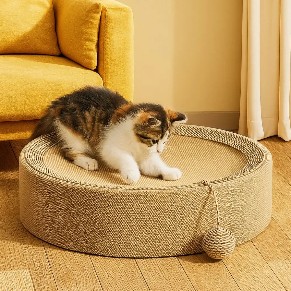 

Oval Cat Scratching Bed Sisal Basin Wear-resistant Cat Claw Board Breathable Integrated Cat Paw Board Basin Indoor Use