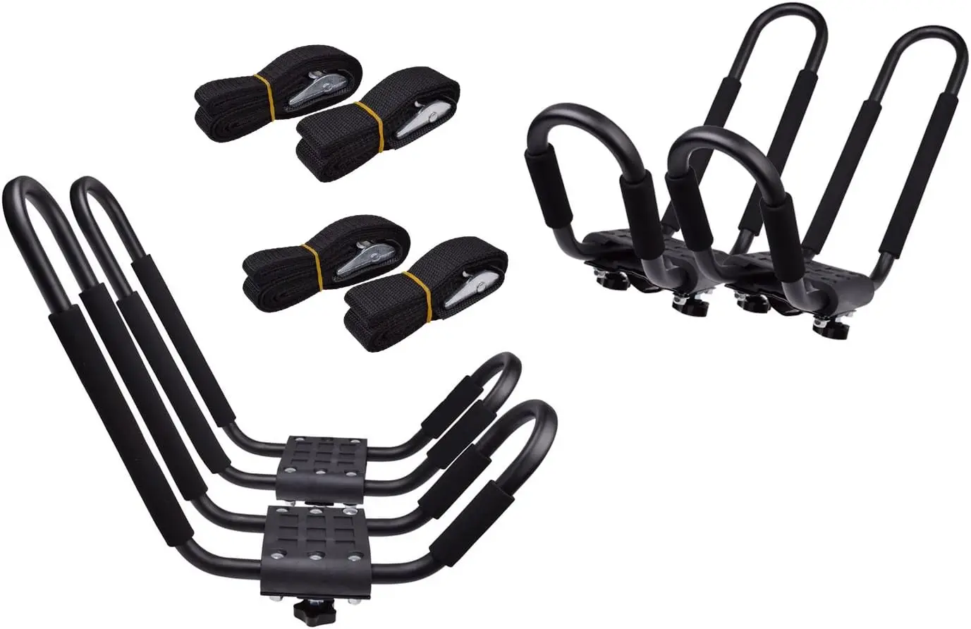 

Universal Kayak Roof Rack for 2 Kayaks - Easy Mount J-Bar Carriers with Straps for Cars, Trucks, SUVs