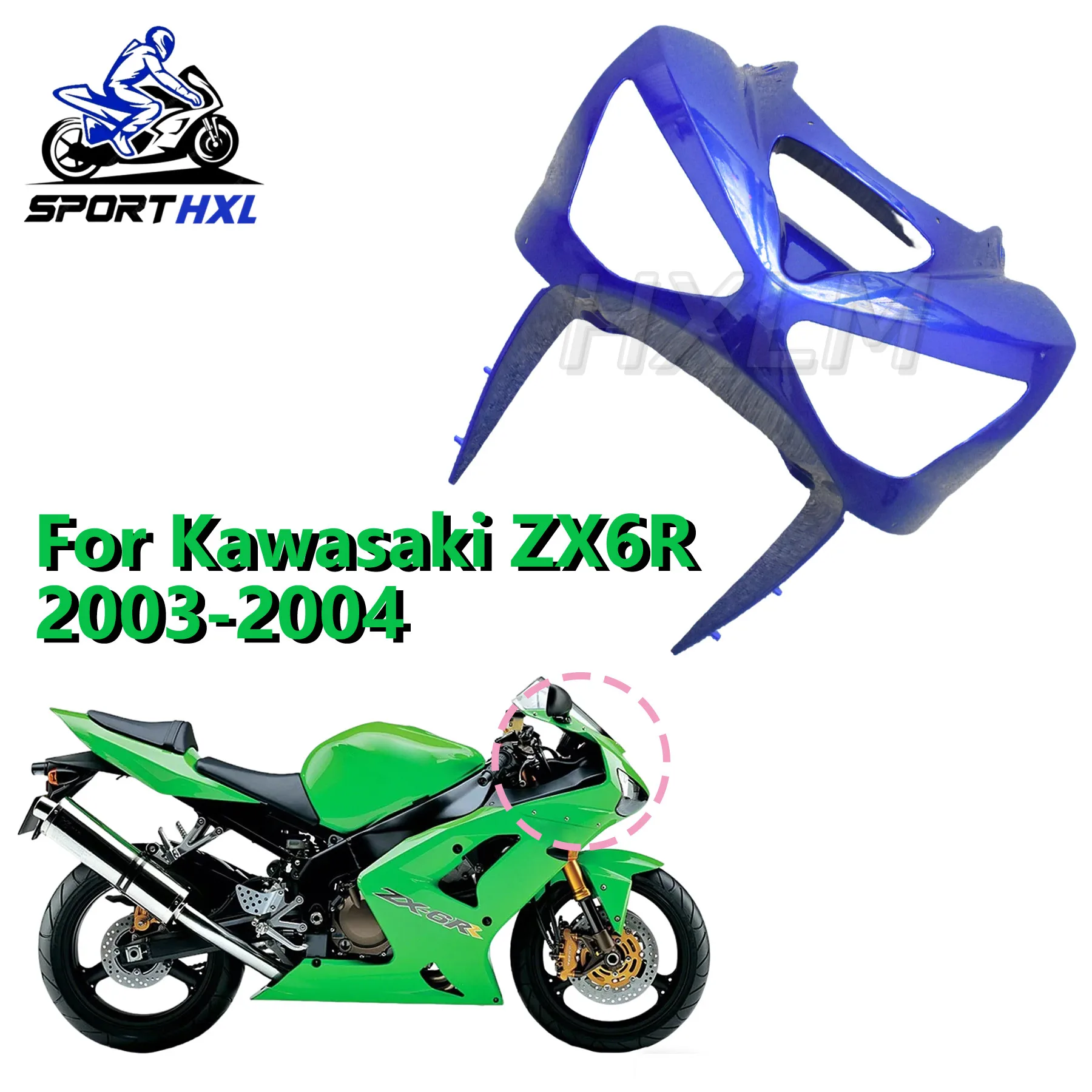 

ABS For KAWASAKI Ninja ZX-6R ZX6R ZX 6R 636 600 2003 2004 03 04 Motorbike Head Front Upper Nose Injection Fairing