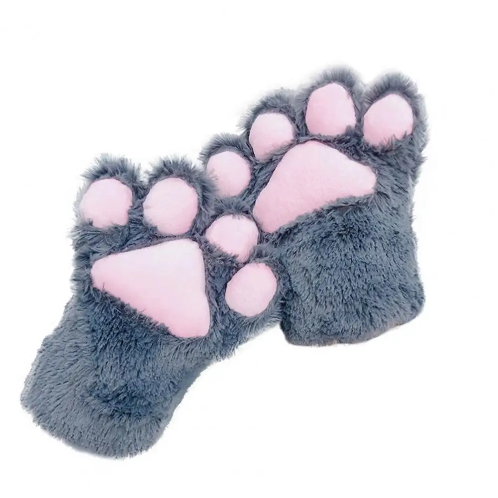 

1Pcs Plush Gloves Easy-wearing Winter Mittens Ladies Outdoor Animal Paw Gloves