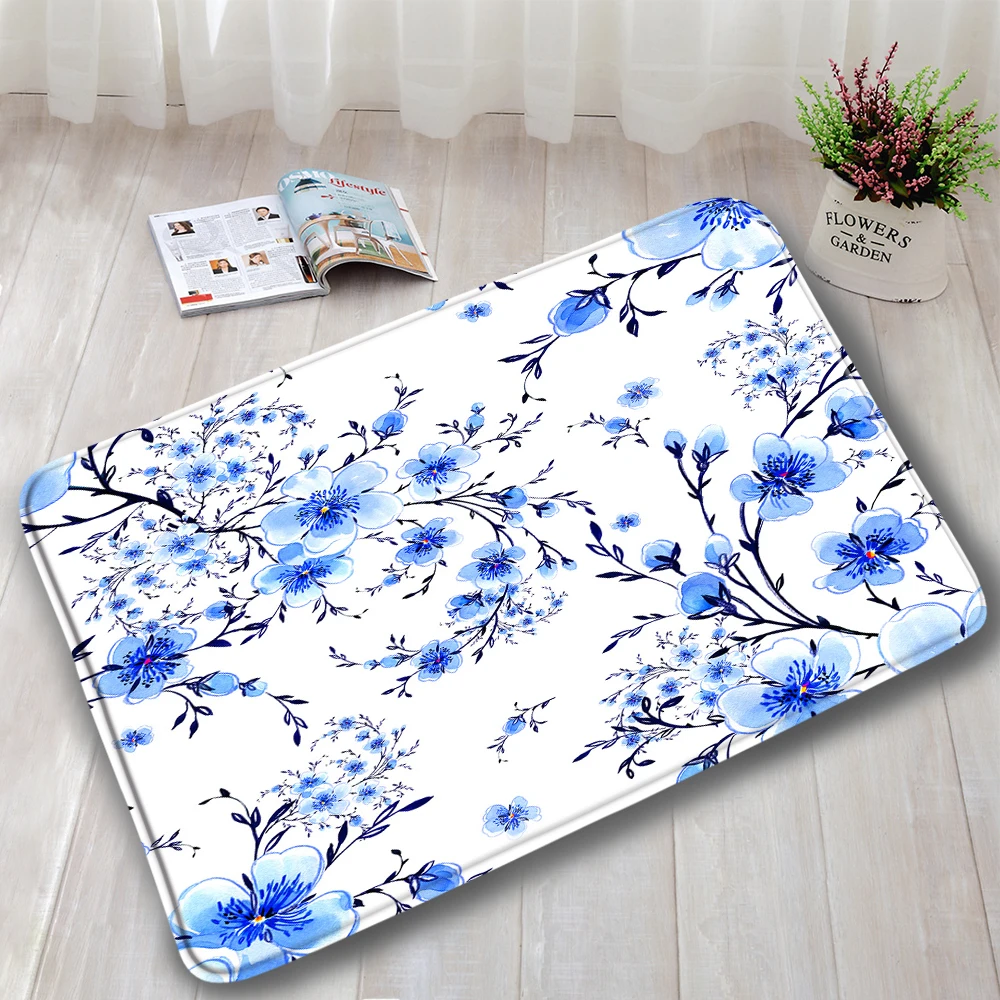 Pink Cherry Blossom Bath Mats 3pcs Set Plant Flowers Carpet Modern Print Home Bathroom Decor Door Rug Anti-Slip Toilet Cover Mat