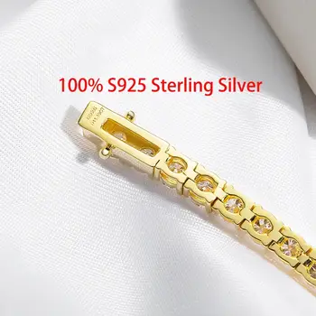 Smyoue 18k pozlacený moissanitový tenisový náramek pro ženy 3/4/5 mm klasický 925 sterlingový stříbrný certifikovaný náramek pro muže řetízek 8 nejlepší prodej Nepálský stříbrný mužský řetízek - №8