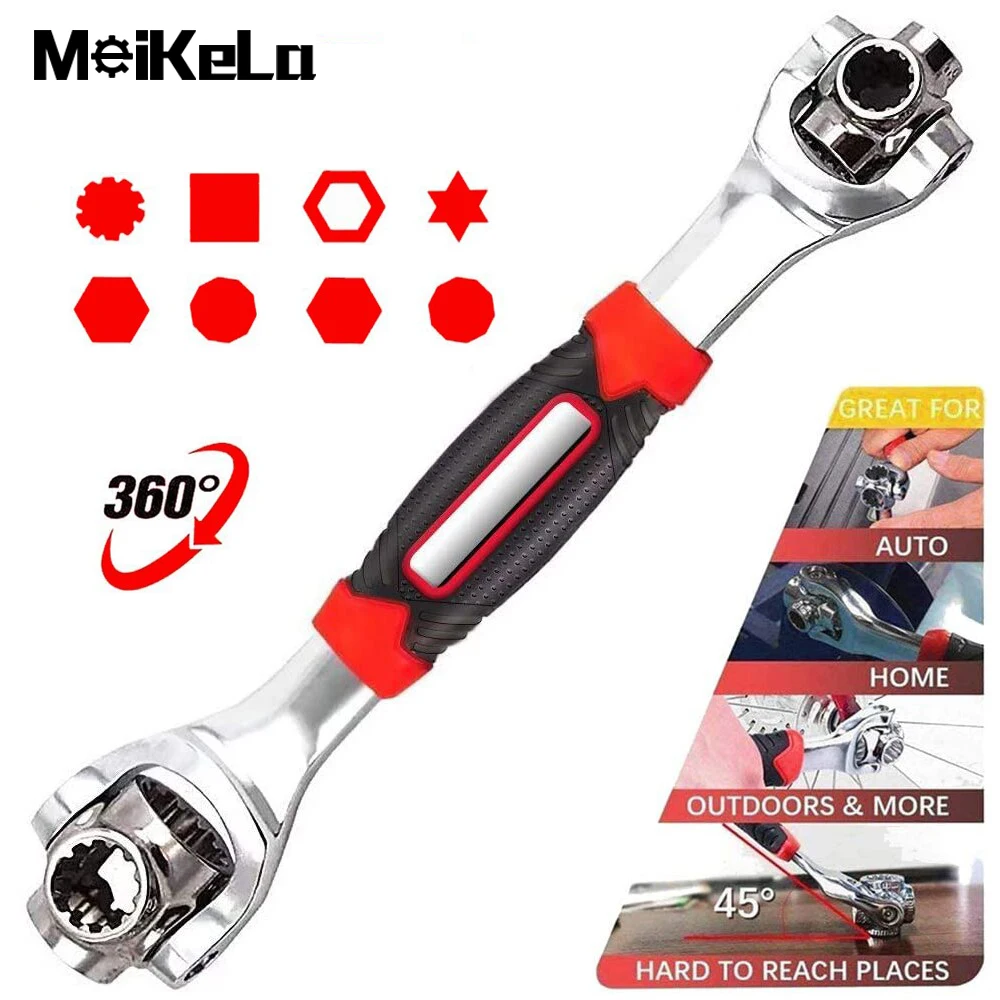 

New Wrench 48 in 1 Tools Socket Works with Spline Bolts Torx 360 Degree 6-Point Universial Furniture Car Repair 250mm