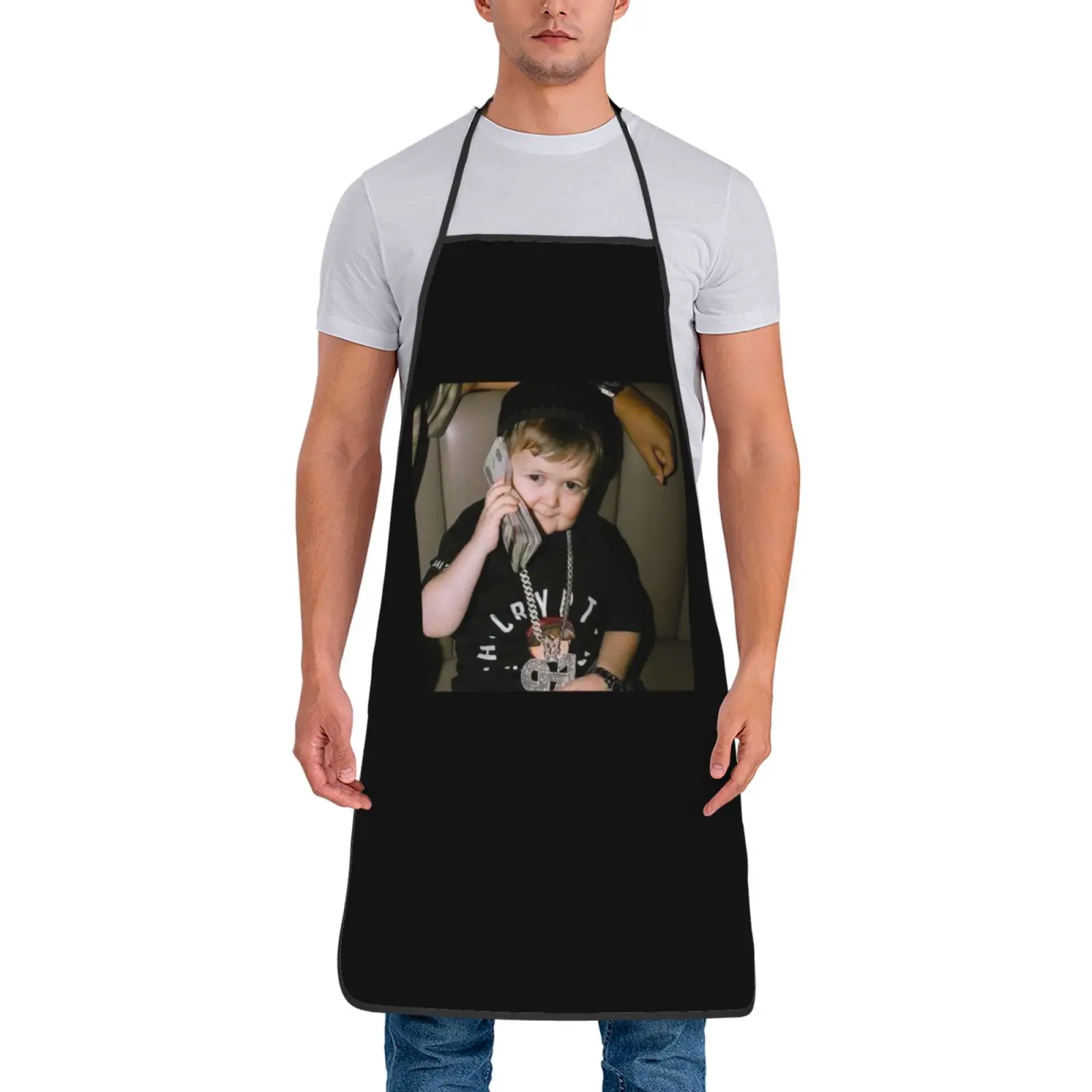 Custom Fashion Funny Russia Classic Mini Khabib Blogger Graphic Apron for Women Men Kitchen Cooking Tablier Cuisine Chef Baking