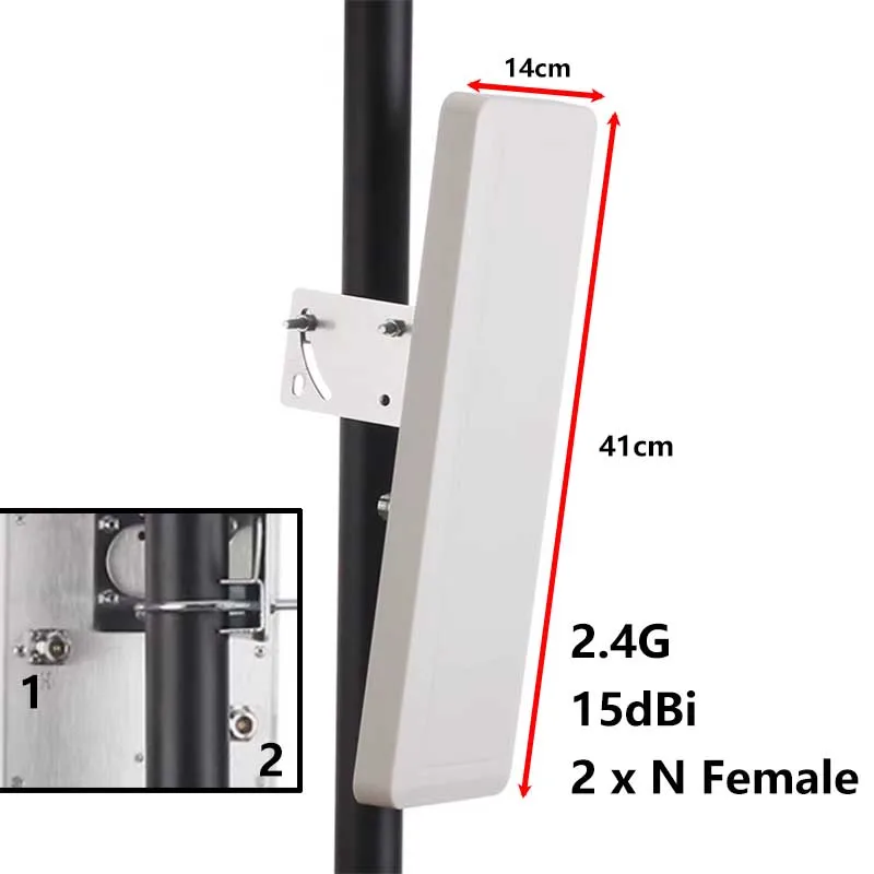 2.4G WiFi Panel Antenna Wireless Network Signal Pole Mast Mount Weatherproof High-Gain Long Distance Range 2.4Ghz Extender