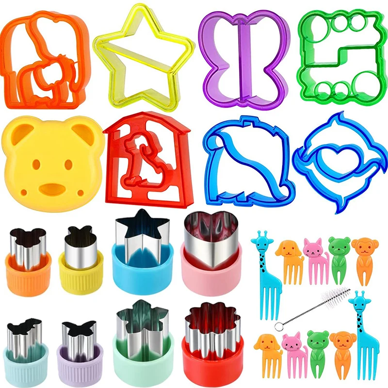 Plastic Sandwich Cutters Set for Children Kids DIY Food Cookies Bread Mold Maker Fruit Vegetable Cutter Shapes Baking Tools