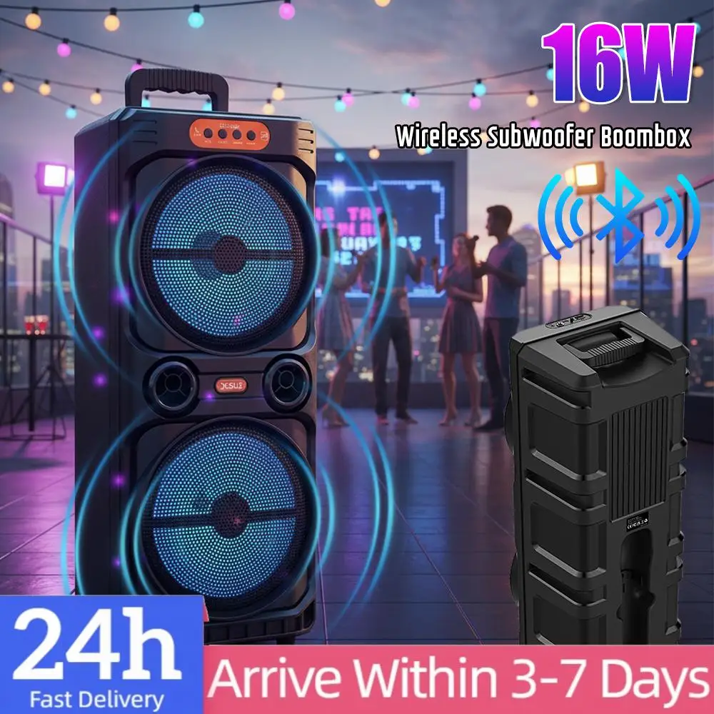 Caixa de Som Estéreo de Coluna 16W de Alta Potência com Graves Potentes, Bluetooth Sem Fio e Controle Remoto para Festas, Danças e Karaokê Familiar