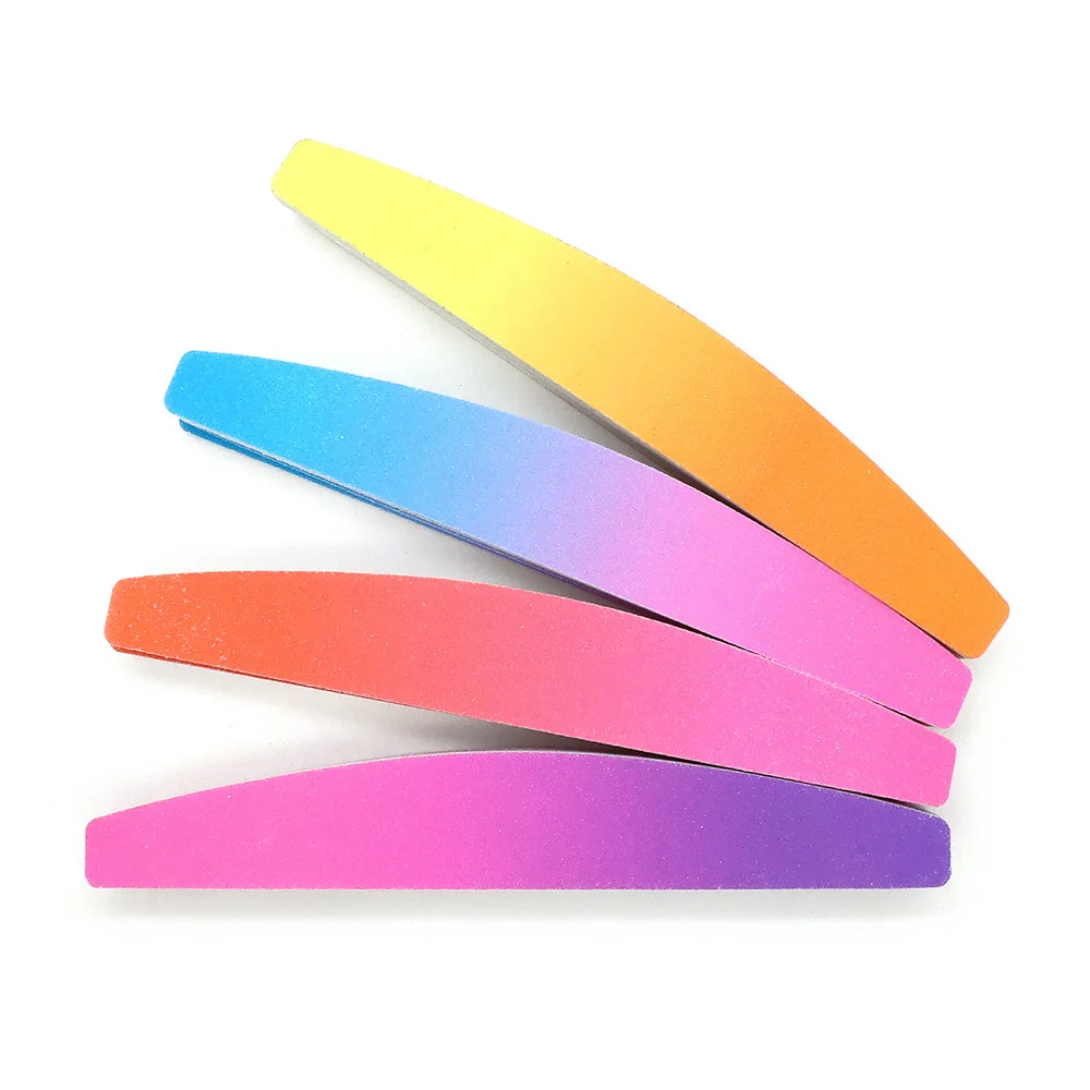 10pcs Gradient Color Nail File Double-sided Sanding Buffer Block Manicure Pedicure Tools Half-moon Nail Files Nails Accessories