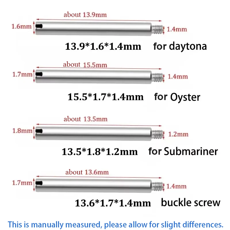 Watch Strap Screw Buckle Screw for Rolex Daytona Submariner Stainless Steel Watchband Slotted Screws Rod Shaft Watch Buckle Bolt