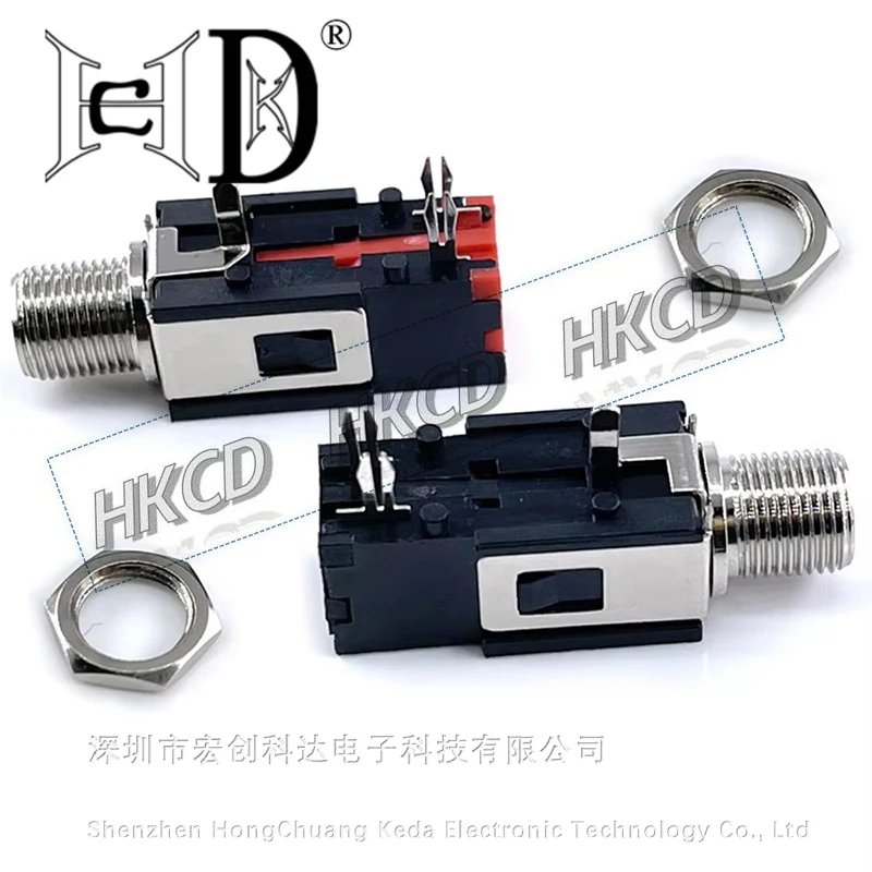 5pcs Earphone Jack Socket 6.35mm Headphone Socket Thread Lock Mono/Stereo Phone Audio Connector Guitar Audio Microphone Socket