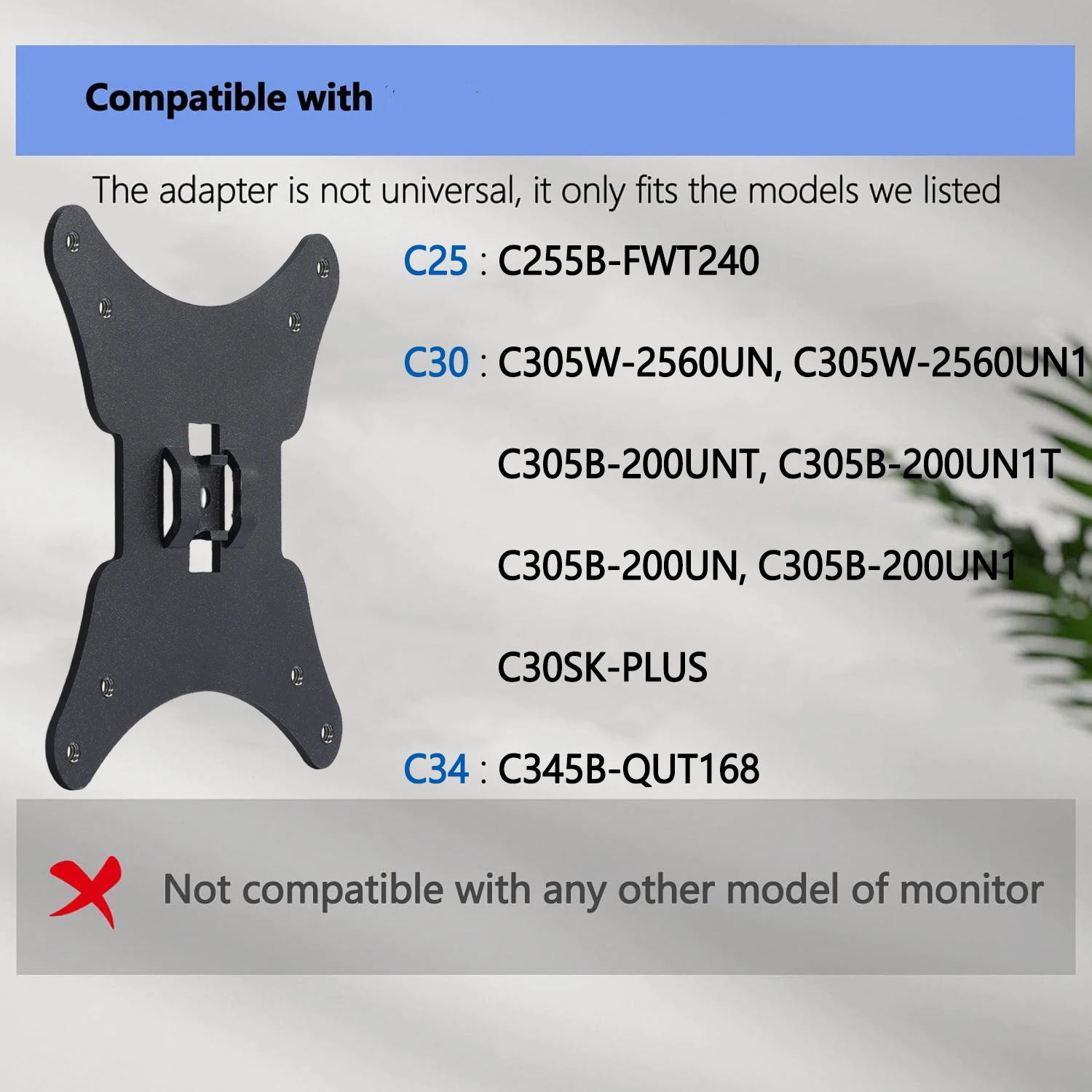 

Brand New for Sceptre Monitor VESA Adapter for Arms C255B-FWT240 C30SK-PLUS C345B-QUT168 Monitors Wall Mount 75x75 100x100