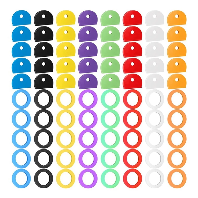 80 Pieces Key Color Covers Key Caps Tags Covers Set Key Identifier Rings Key Toppers For Keys Organization House Key-AC47