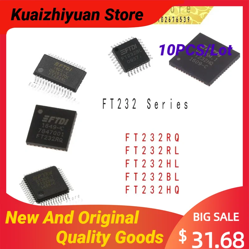 10PCS/Lot New And Original FT232RQ-REEL FT232RL FT232HL FT232BL FT232HQ IC USB FS SERIAL UART QFN48 LQFP32 LQFP48 SSOP28 QFN-32