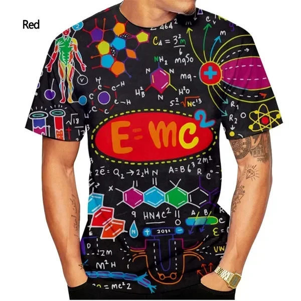 Men's Funny Math Formula 3D Print T‑Shirt Lambda Symbol Graphic Short Sleeve Nerd Geek Casual Street Tee Summer Tops