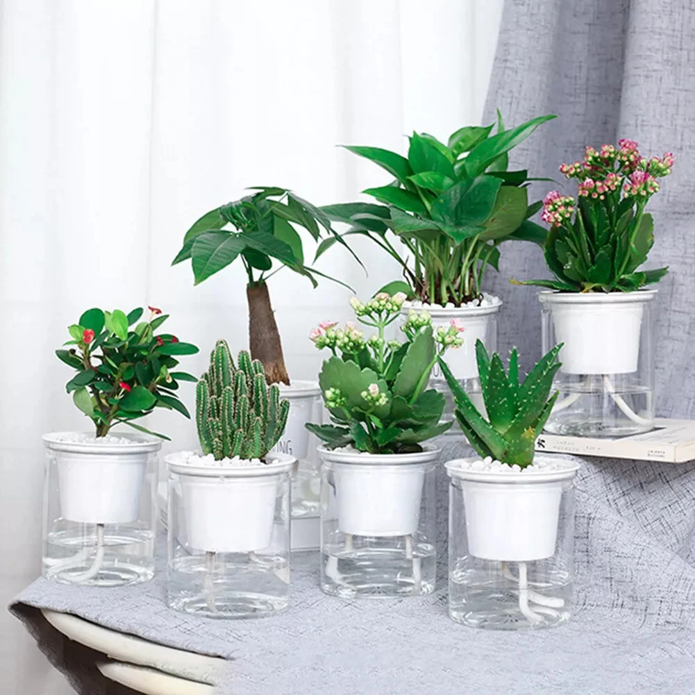 Lazy Flower Pot Flowerpot Indoor Garden Decor Lazy Flower Pot for mini Round Design Self Watering for mini Round Design