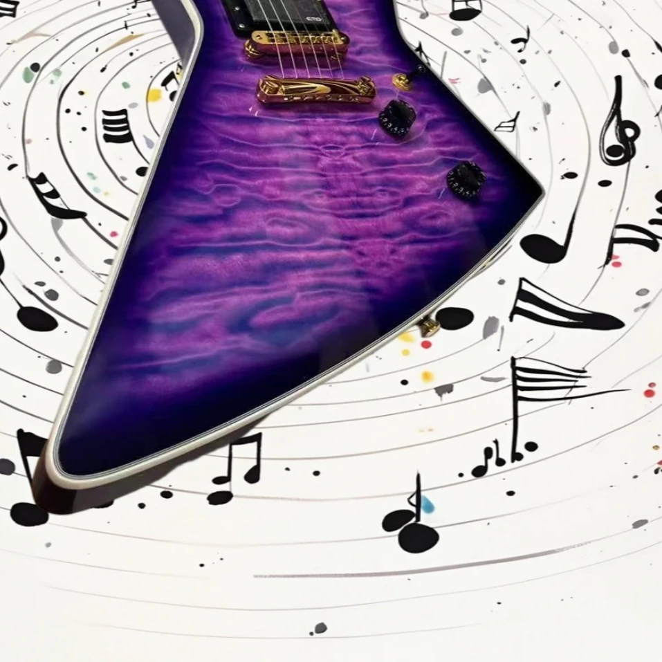 Free Shipping E Shape Electric Guitar Purple Color HH Pickups 6 String Rosewood Neck Beginner Halloween Gift Home Rehearsal