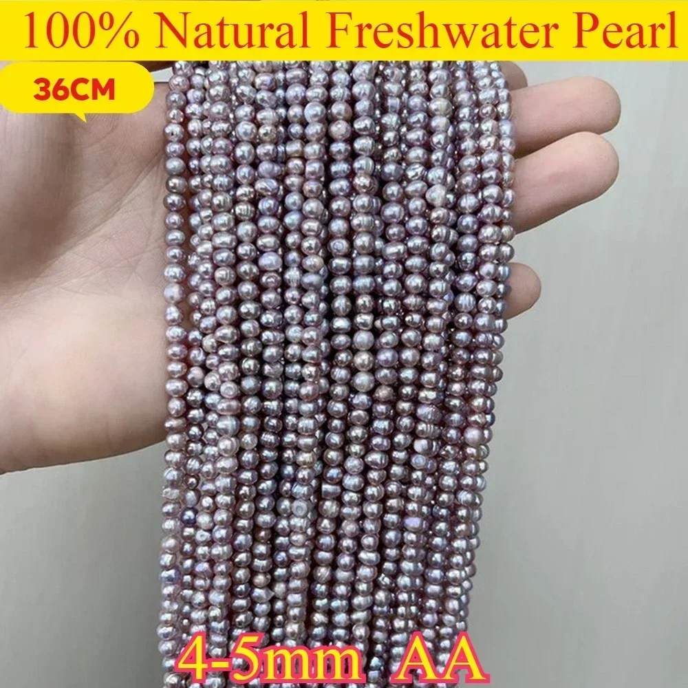 4-5mm AA High Quality Natural Freshwater Pearl Punch Loose White Purple Bead  for DIY Elegant Necklace Bracelet Jewelry Making