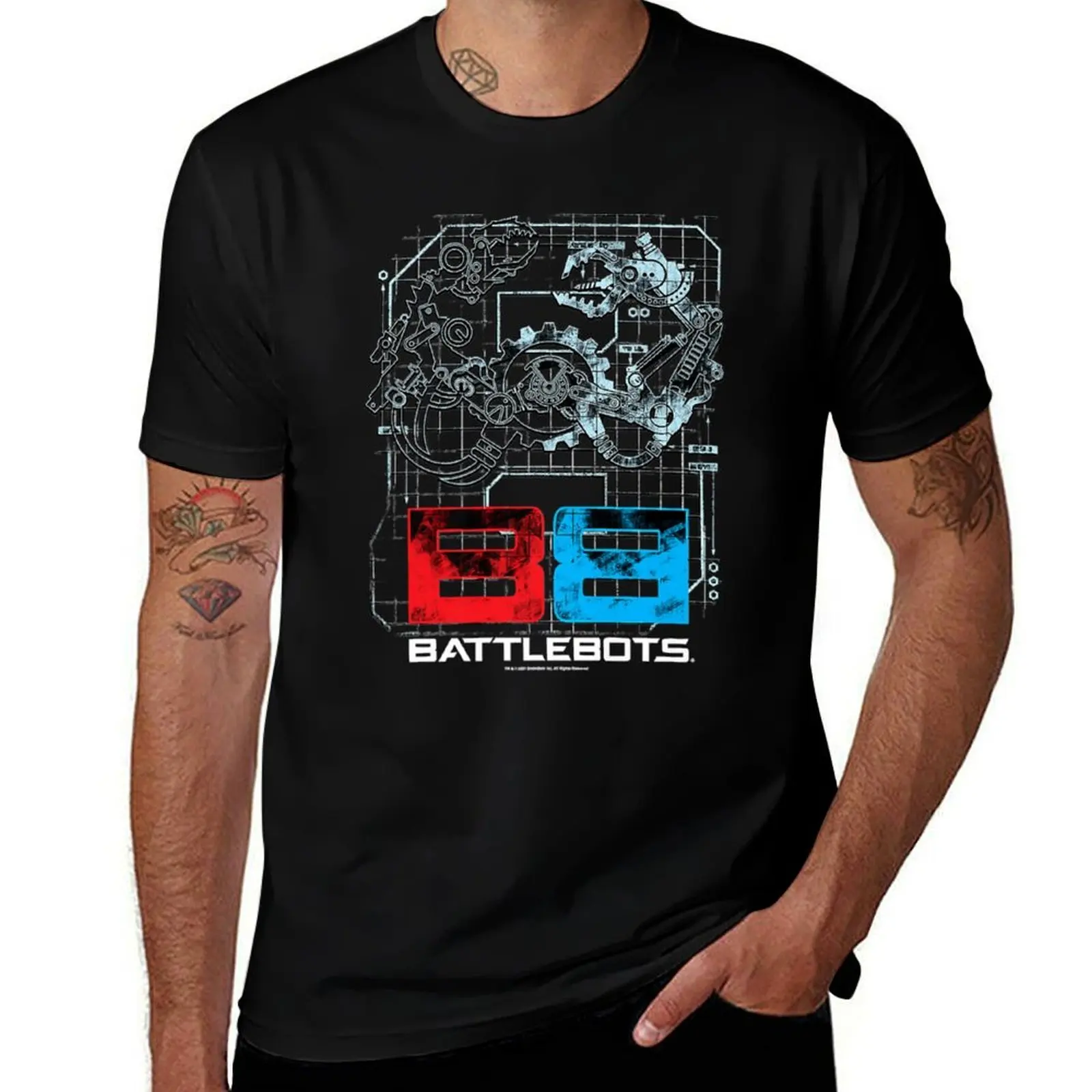 

Battle_Bots Robot Schematics Logo T-Shirt black cotton t-shirt plain for man package funny t shirts cotton T-Shirt