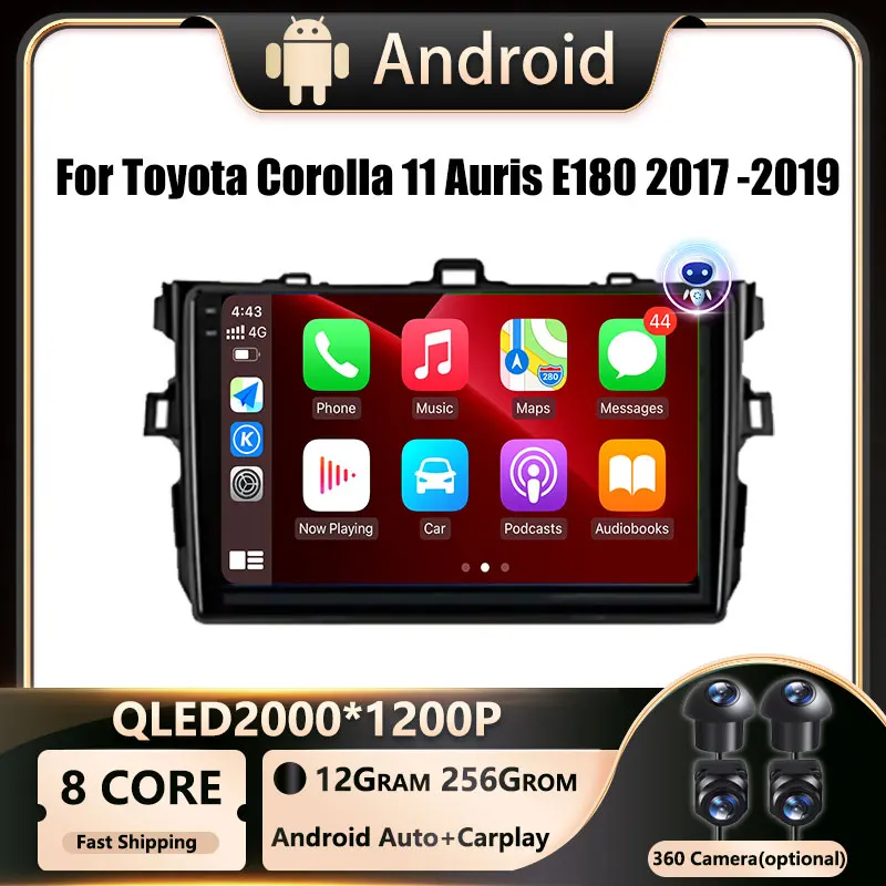 9 inch android OS For Toyota Corolla 11 Auris E180 2017 2018 2019 Car Radio Multimedia Video Player Navigation 2 din auto