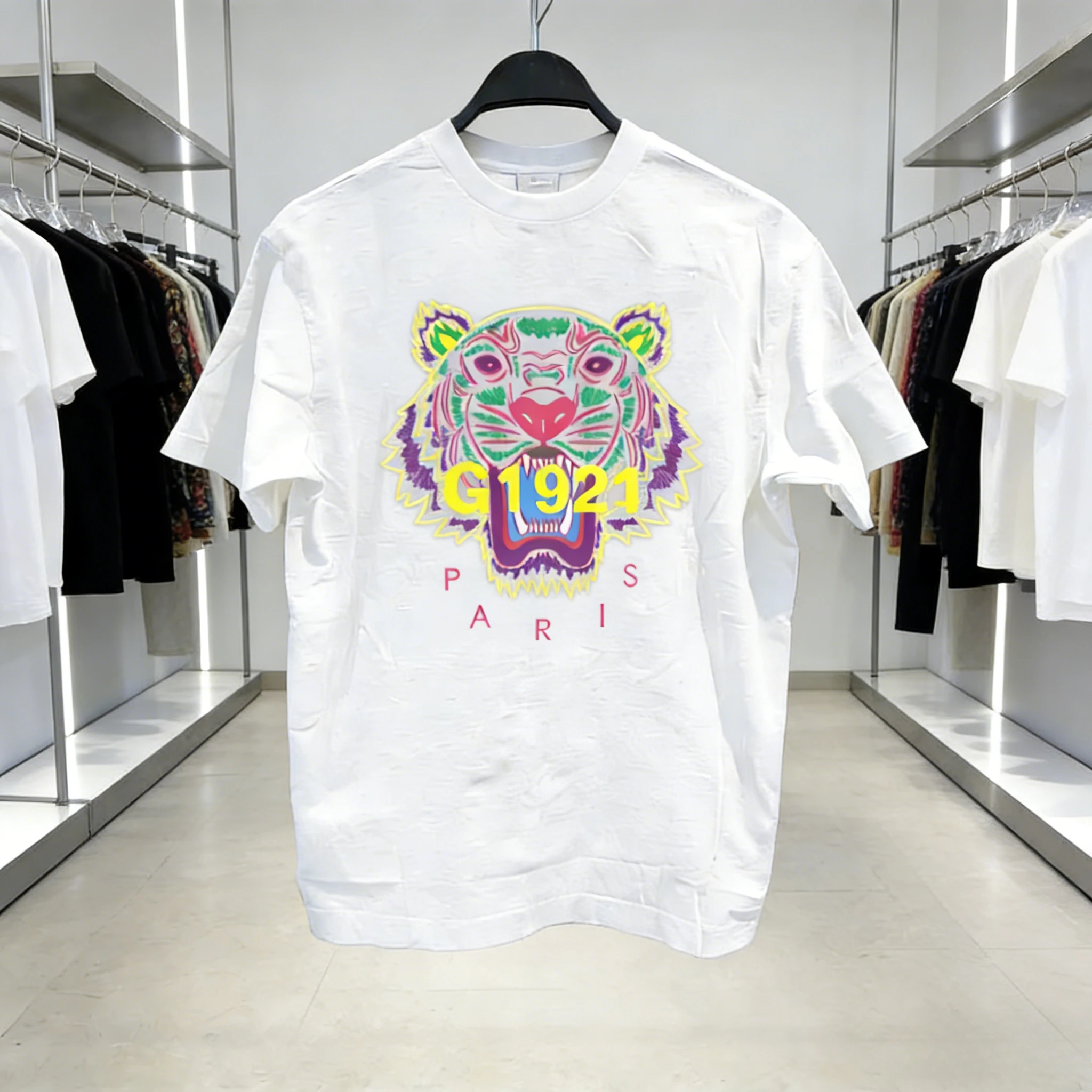 

2026 Lion Head Print T-shirt Men and Women Short Sleeve Cotton T-shirt High Quality Luxury Brand T-shirt Y2K Top Street Wear