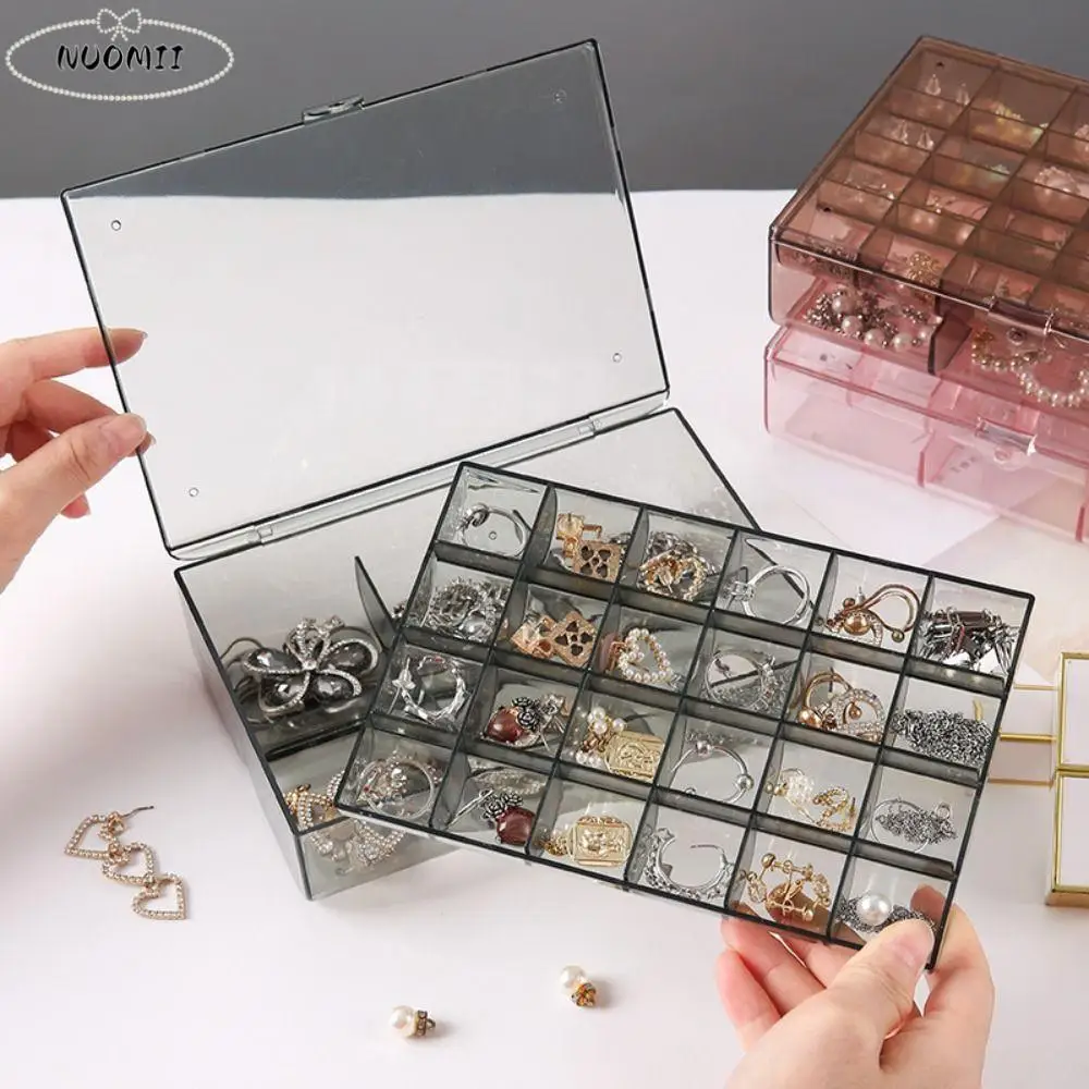 

Plastic Double Layered Jewelry Box Transparent Anti-oxidation Detachable Jewelry Display Box Multifunction Multi-purpose