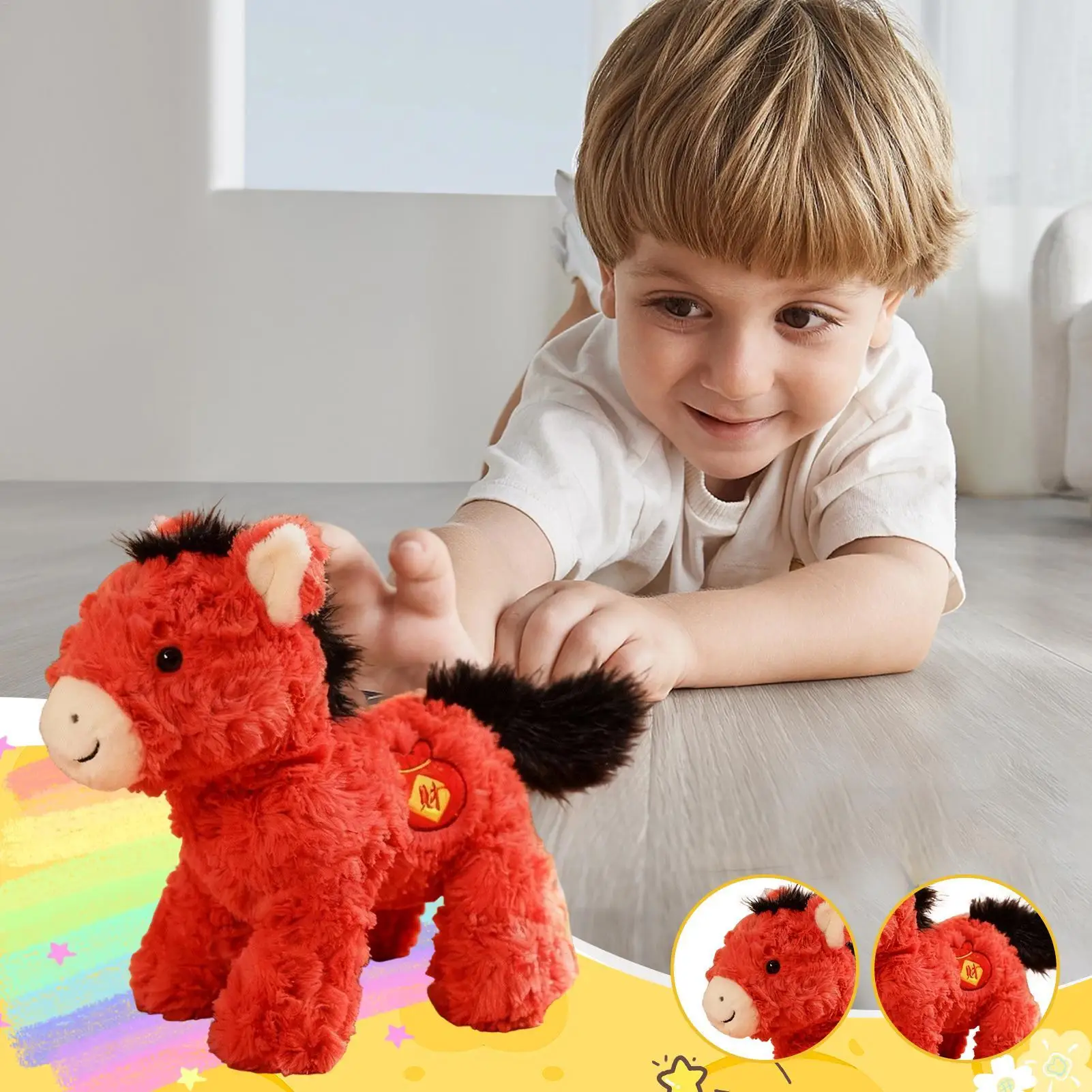 

Chinese New Year Stuffed Horse Cartoon Doll Plush 2026 Horse Year Doll For Kids Teens Adults Collectors Bedroom Study Children's