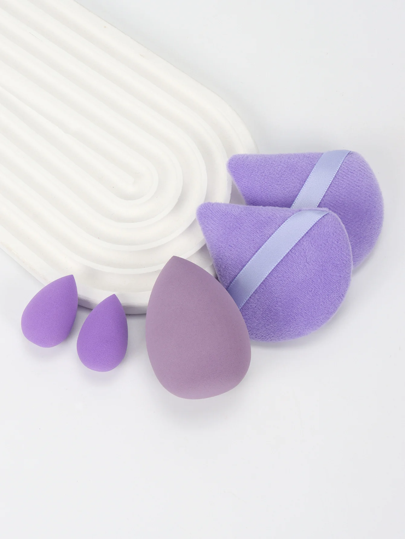 Juego de esponjas de maquillaje profesional de 5 piezas: herramientas suaves y multiusos para una aplicación perfecta de base, polvo y colorete