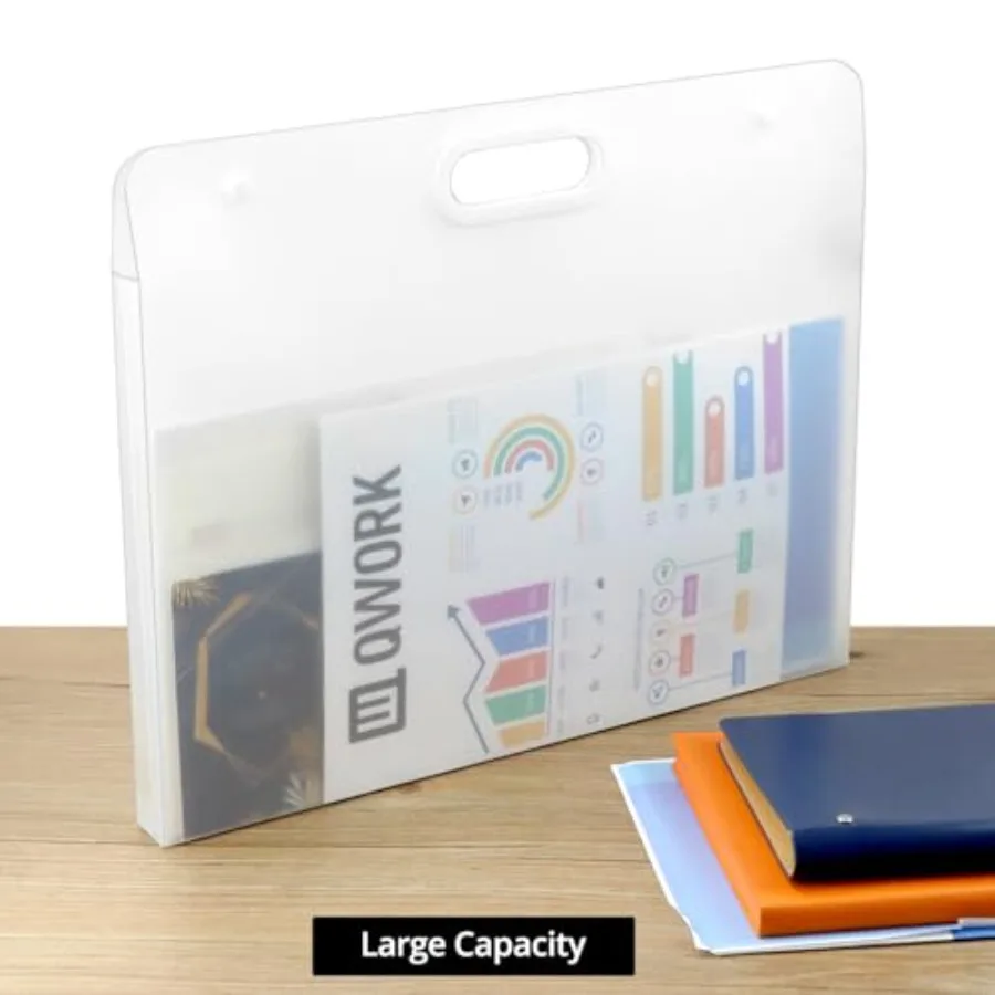 QWORK Art Portfolio Folder - 17x13 Inch Water-Resistant Solid Stiff Material 4 Pack Translucent Large Storage for Artwork Diamo