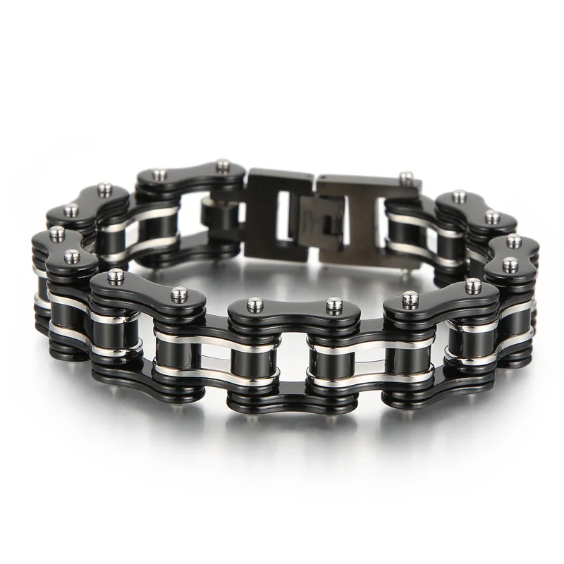 

16mm Heavy Punk Red Black Motorcycle Bike Chain Bracelet Men Women Hiphop Orange Stainless Steel Bicycle Biker Bracelets Jewelry