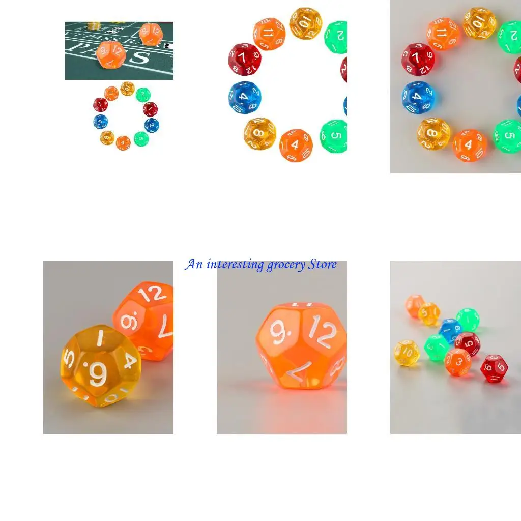 

652d 10 -кратный акриловый кристалл прозрачный D12 12 -боковые красочные кости в покерные кубики набор