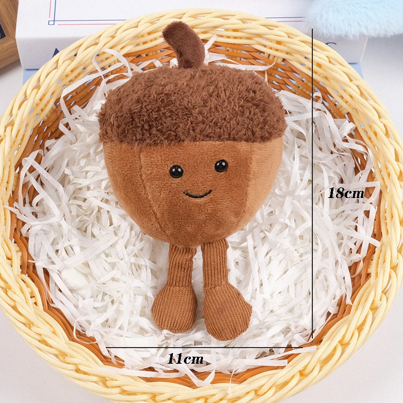 Porte-clés en peluche Acorn Cartoon pour enfants, jouet en peluche doux, pendentif au beurre, anneau de clé de voiture, décor de sac à dos, cadeau mignon