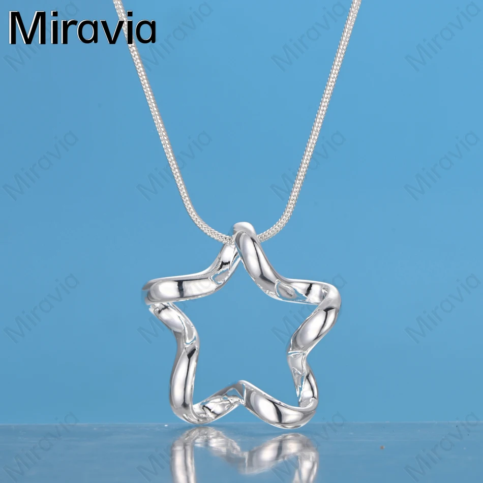 

Miravia 925 Sterling Silver Wavy Five-Pointed Star Pendant Necklace Daily Accessories Women'S Simple And Elegant Jewelry