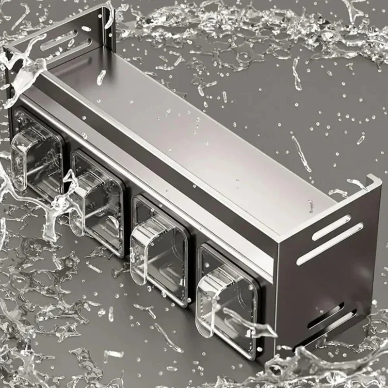 

Stainless Steel Wall Mounted Spice Bottle Holder Kitchen Seasoning Rack Moisture-proof Kitchen Storage Organization House Things