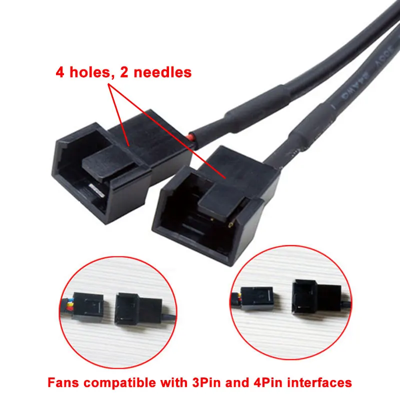 DC 5.5*2.1 mm Female 1 to 1 2 3 4 12V 4Pin PWM Fan Adapter Power Supply Connector Cable