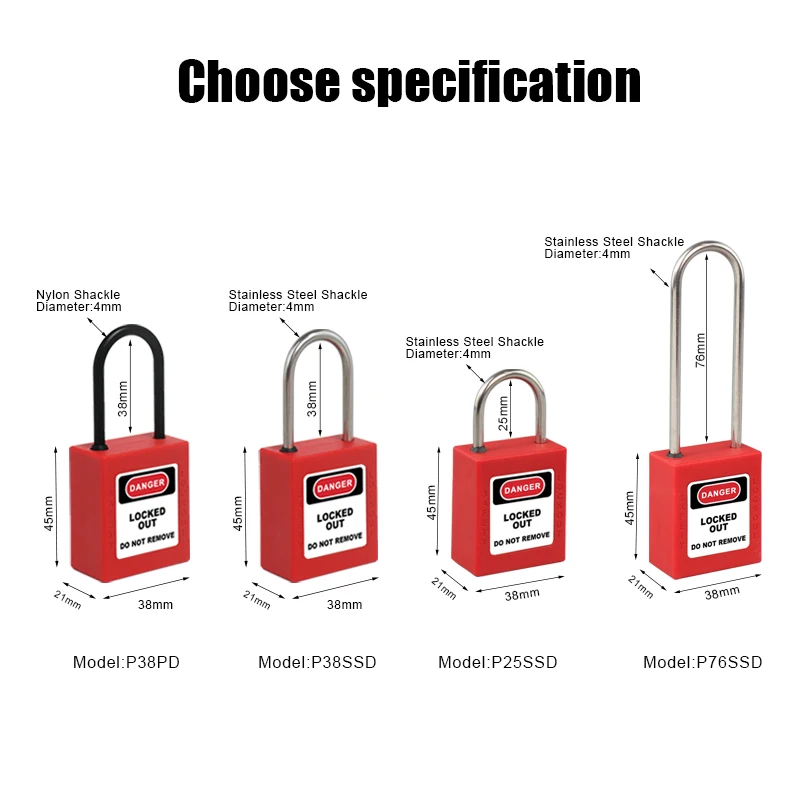 LQUAN ABS Security Padlock  Nylon Or Steel Thin Shackle Safety Padlock 4mm Diameter 10 Colors To Choose