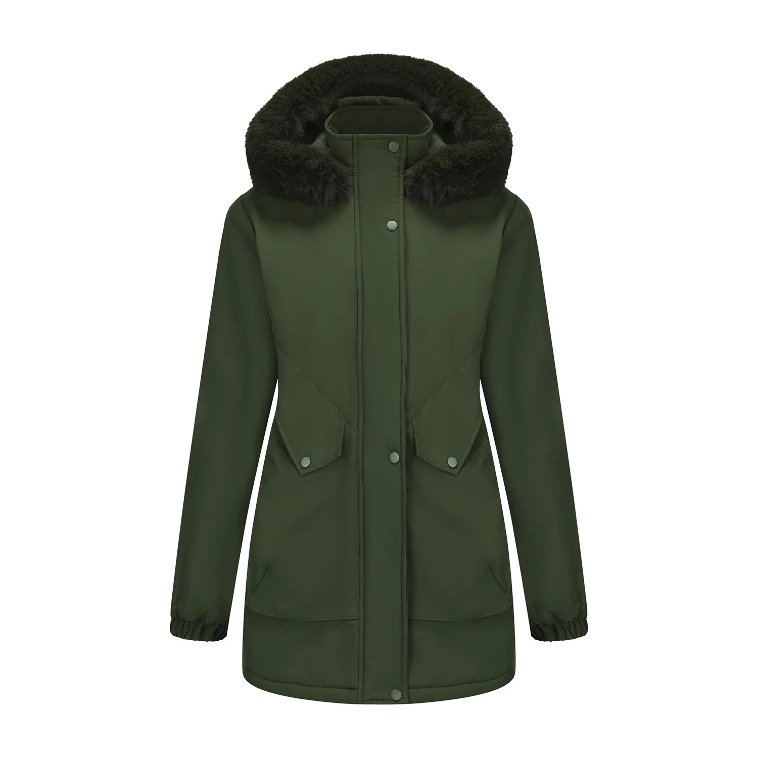 Vêtements décontractés à manches longues et col roulé, avec poches zippées, couleur unie, coupe cintrée, rembourrés en coton, 6 couleurs, mode automne/hiver