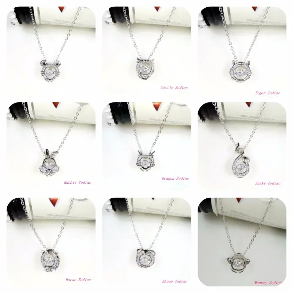 Best Quality 925 silver Original 12 zodiac Crystals From Austrian Pendant Necklaces Women Lucky number Fine jewelry