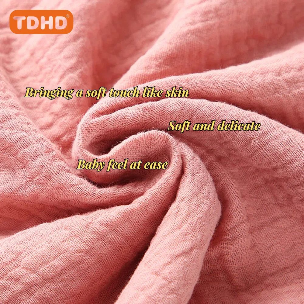 TDHD Cotton Muslin Swaddle Blankets for Newborn Baby Tassel Receiving Blanket New Born Swaddle Wrap Infant Sleeping Quilt Bed Co image 3