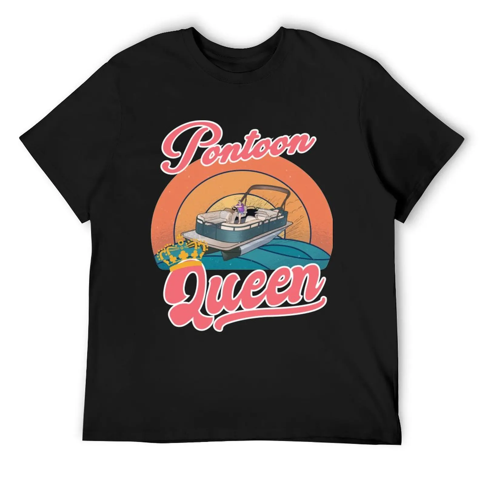 Pontoon Queen Retro T-Shirt heavyweights hippie clothes kawaii clothes graphic t shirts mens white t shirts