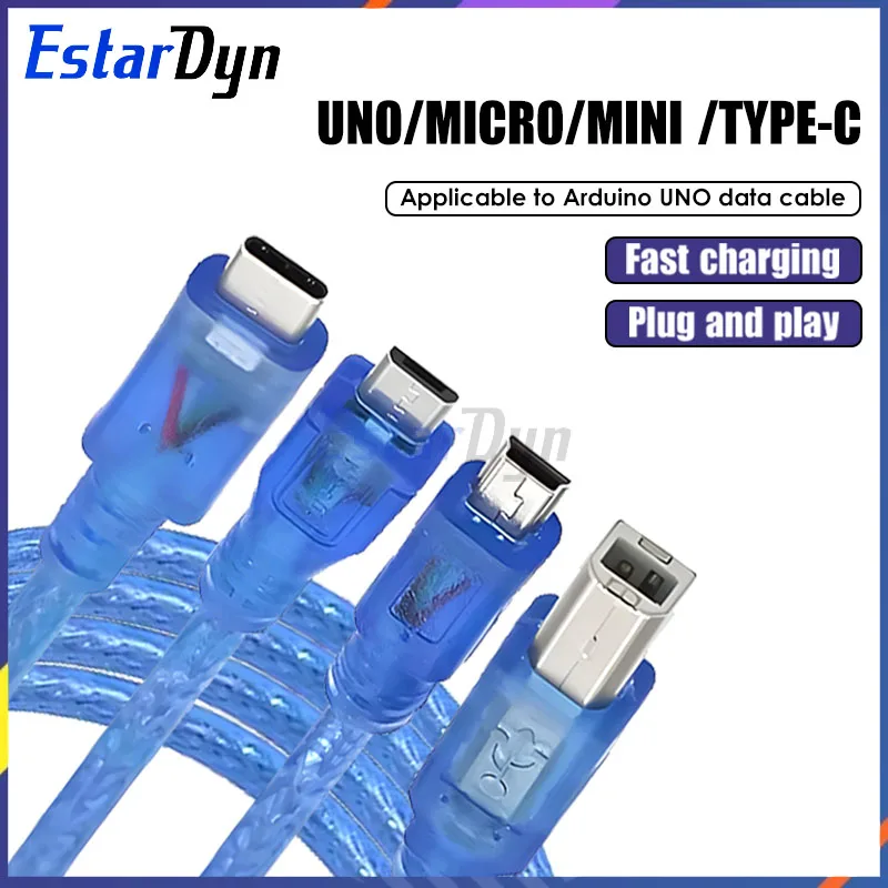 Estardyn USB Cable for Uno r3/Nano/MEGA/Leonardo/Pro micro/DUE Blue High Quality A type USB/Mini USB/Micro USB/ TYPE-C USB