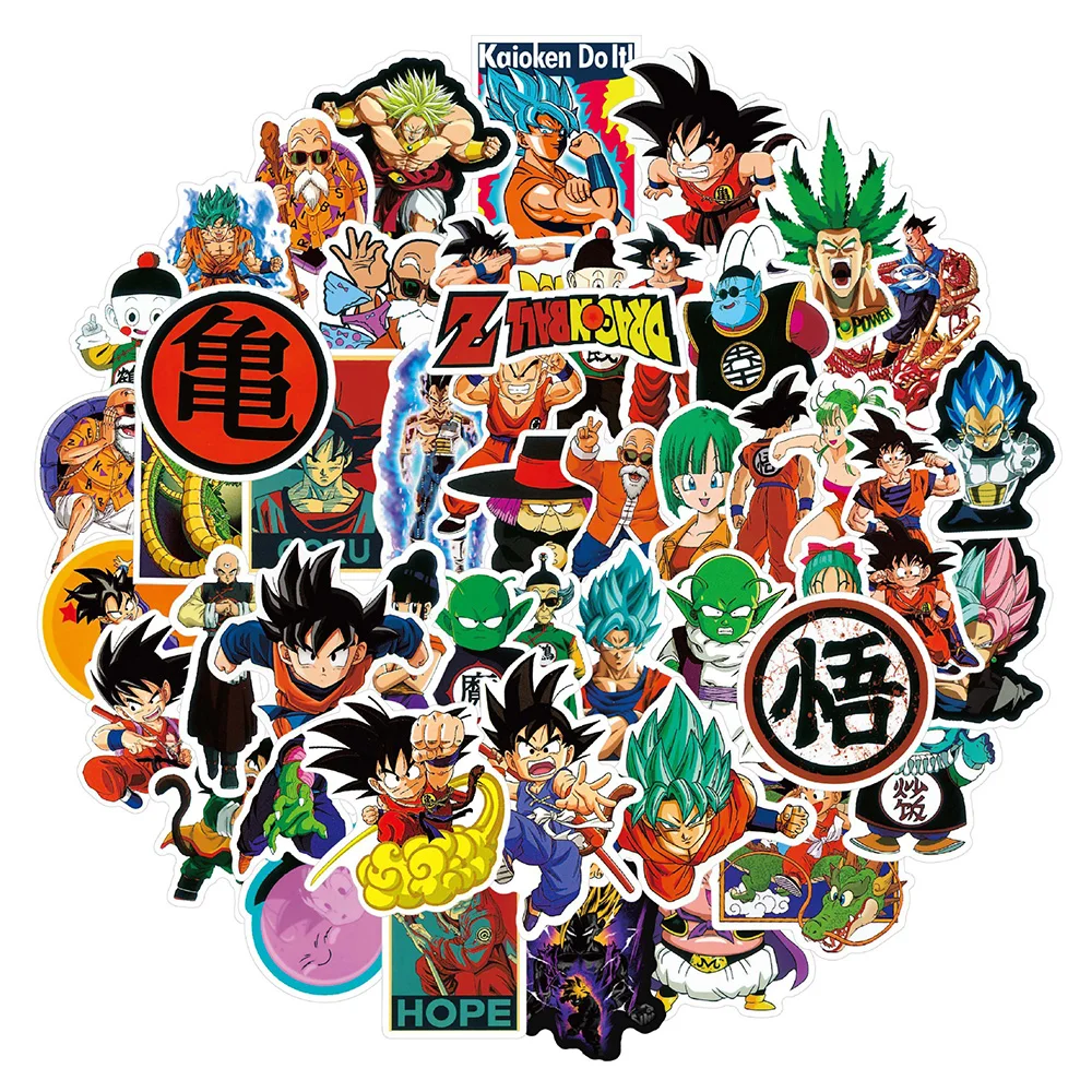 10/30/50pcs Dragon Ball Z Anime Stickers Cool Cartoon Son Goku Decals DIY Kids Toy Phone Skateboard Diary Graffiti Sticker Decor